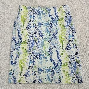 Ann Taylor Vibrant Blue and Green Pencil‎ Skirt